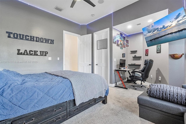 15960 SW 250th St, Homestead, FL 33031 - bedroom featuring an office area, carpet, ceiling fan, and baseboards