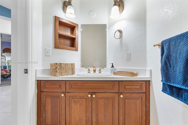 15960 SW 250th St, Homestead, FL 33031 - bathroom featuring vanity, a textured wall, and tile patterned flooring