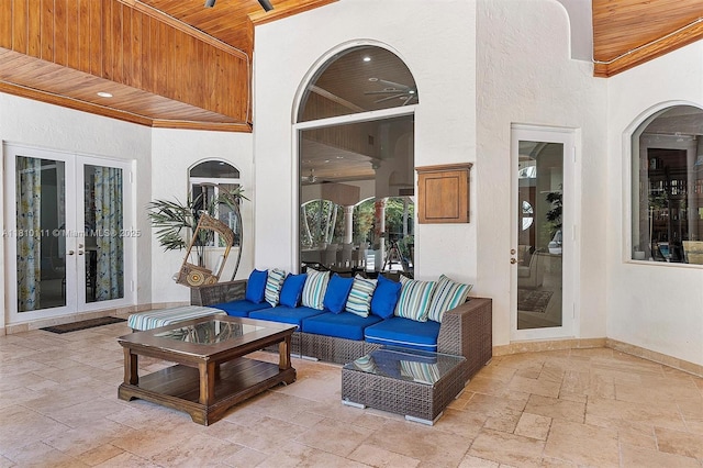 15960 SW 250th St, Homestead, FL 33031 - view of patio / terrace featuring french doors and an outdoor living space