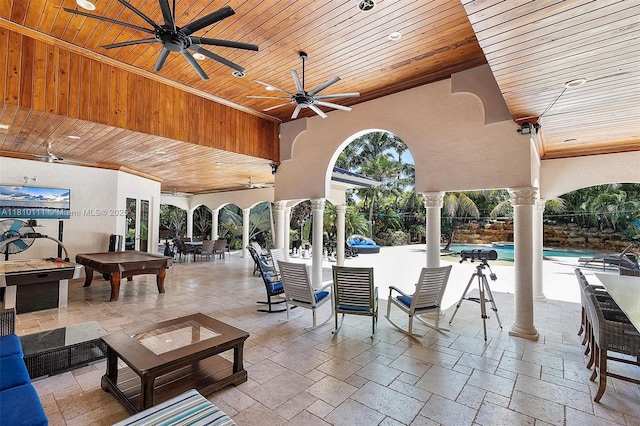 15960 SW 250th St, Homestead, FL 33031 - view of patio / terrace with ceiling fan, an outdoor hangout area, and outdoor dining space