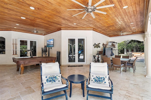 15960 SW 250th St, Homestead, FL 33031 - view of patio / terrace with french doors, outdoor dining area, and a ceiling fan