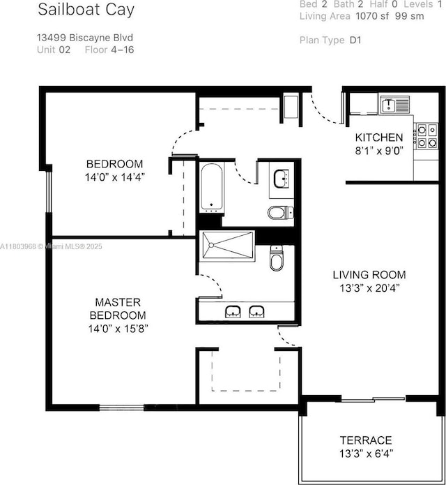 13499 Biscayne Blvd Unit 702, North Miami, FL 33181 - floor plan / room layout