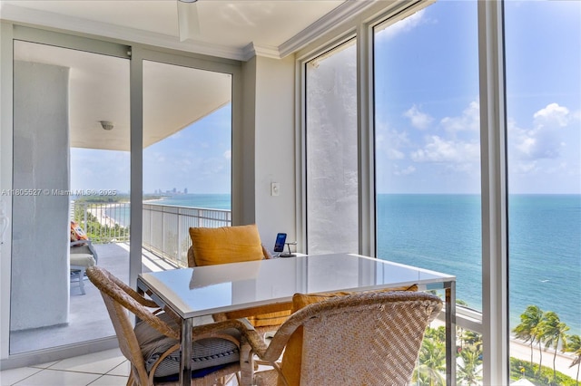 881 Ocean Dr Unit 13H, Key Biscayne, FL 33149 - sunroom / solarium featuring a water view and healthy amount of natural light
