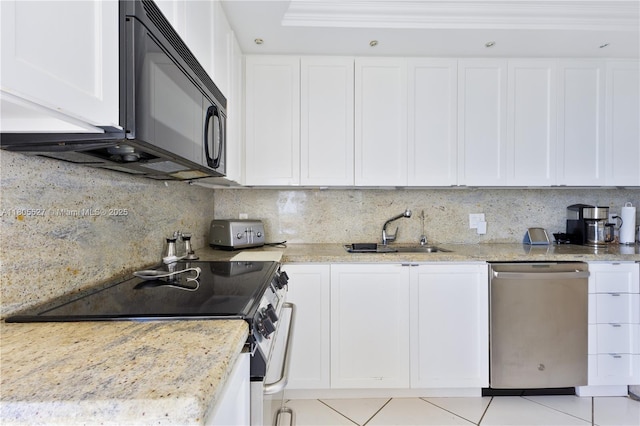 881 Ocean Dr Unit 13H, Key Biscayne, FL 33149 - kitchen featuring dishwasher, electric range, black microwave, and white cabinetry
