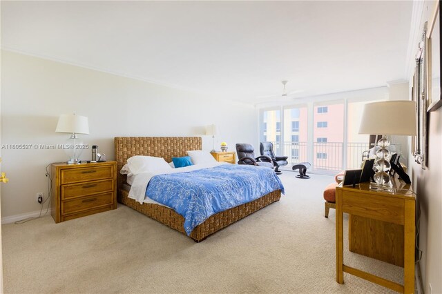 881 Ocean Dr Unit 13H, Key Biscayne, FL 33149 - bedroom with carpet, floor to ceiling windows, and ornamental molding