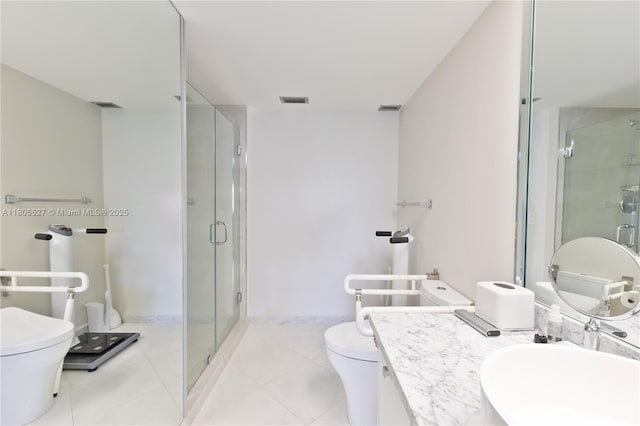 881 Ocean Dr Unit 13H, Key Biscayne, FL 33149 - full bath featuring a stall shower, vanity, and tile patterned floors