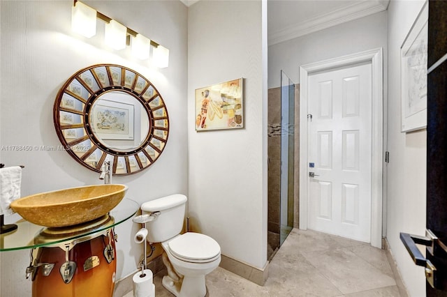 11356 Canyon Maple Blvd, Davie, FL 33330 - full bath featuring crown molding, toilet, a walk in shower, vanity, and baseboards