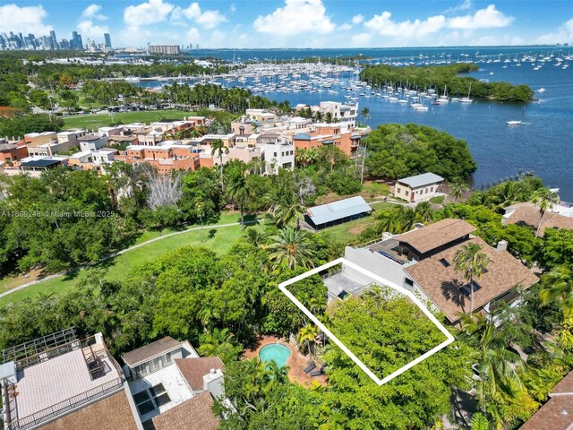 3169 Via Abitare Way Unit 6, Miami, FL 33133 - view of property location with property parcel outlined, a large body of water, and city skyline