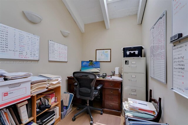 3169 Via Abitare Way Unit 6, Miami, FL 33133 - office featuring beamed ceiling and wood finished floors