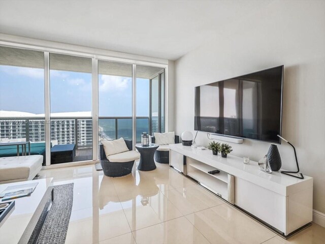 1830 S Ocean Dr Unit 5009, Hallandale Beach, FL 33009 - tiled living room with a wall of windows