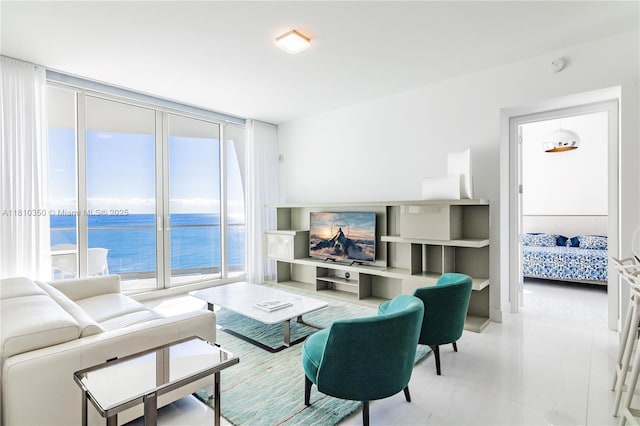 16901 Collins Ave Unit 2504, Sunny Isles Beach, FL 33160 - living area featuring light tile patterned floors and a wall of windows