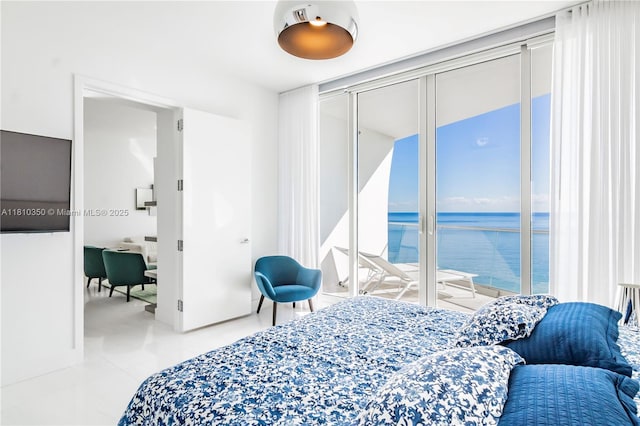 16901 Collins Ave Unit 2504, Sunny Isles Beach, FL 33160 - bedroom with a water view, a wall of windows, and access to exterior