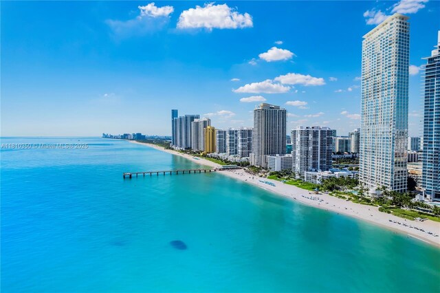 16901 Collins Ave Unit 2504, Sunny Isles Beach, FL 33160 - view of swimming pool with view of water and beach and a skyline view
