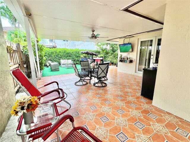 15333 SW 40th Ter, Miami, FL 33185 - view of patio with a ceiling fan, french doors, and outdoor dining area