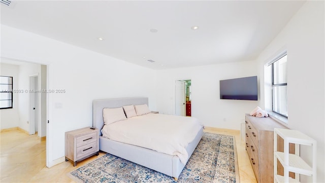 19140 N Bay Rd, Sunny Isles Beach, FL 33160 - bedroom with light tile patterned floors, recessed lighting, and baseboards