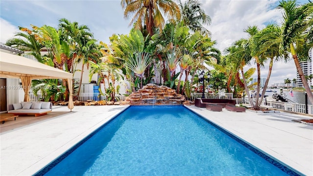 19140 N Bay Rd, Sunny Isles Beach, FL 33160 - outdoor pool with a patio and an outdoor hangout area