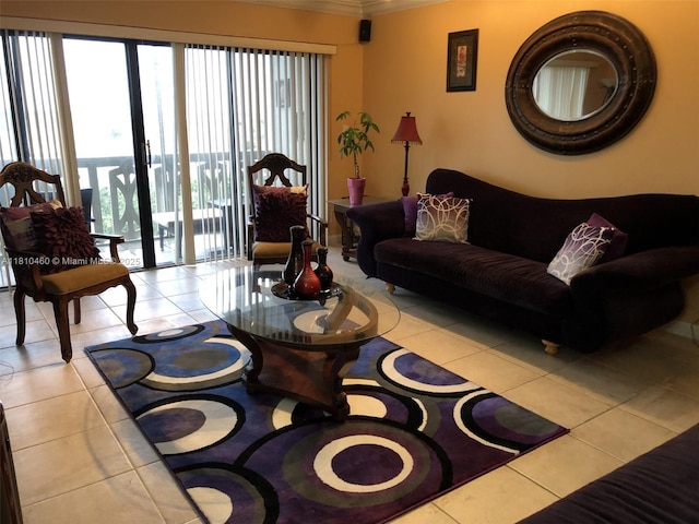 800 NE 195th St Unit 606, Miami, FL 33179 - tiled living area with crown molding and plenty of natural light