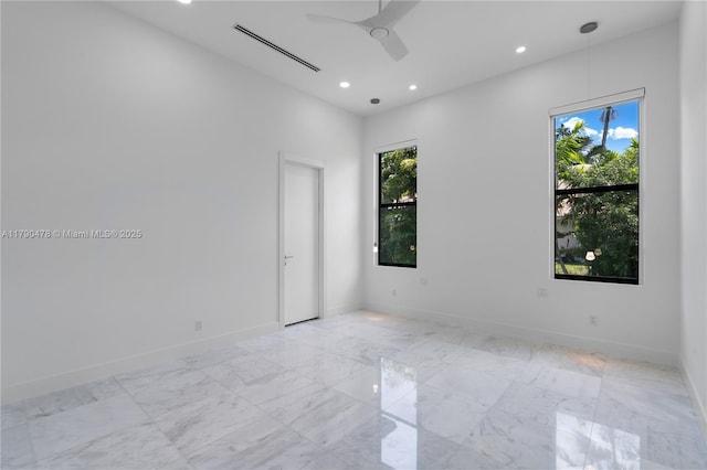 12331 SW 2nd St, Plantation, FL 33325 - unfurnished room featuring healthy amount of natural light, recessed lighting, ceiling fan, and baseboards