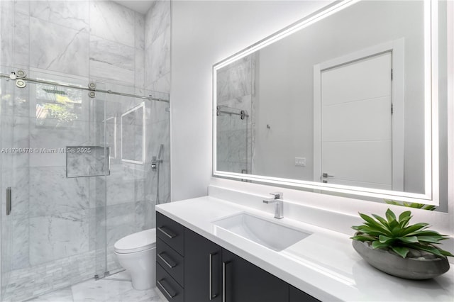 12331 SW 2nd St, Plantation, FL 33325 - full bathroom featuring marble finish flooring, vanity, a marble finish shower, and toilet