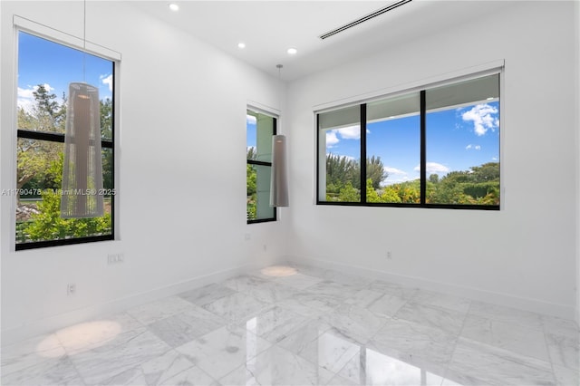 12331 SW 2nd St, Plantation, FL 33325 - unfurnished room featuring recessed lighting, baseboards, and marble finish flooring