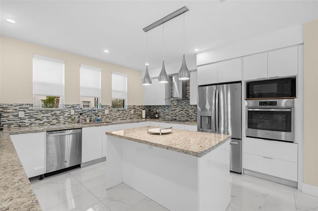 1930 SW 12th Ave, Miami, FL 33129 - kitchen with black appliances, a sink, modern cabinets, light marble finish flooring, and white cabinets