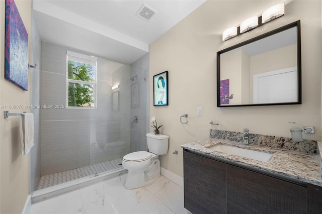 1930 SW 12th Ave, Miami, FL 33129 - full bath featuring toilet, baseboards, vanity, a tile shower, and marble finish floors