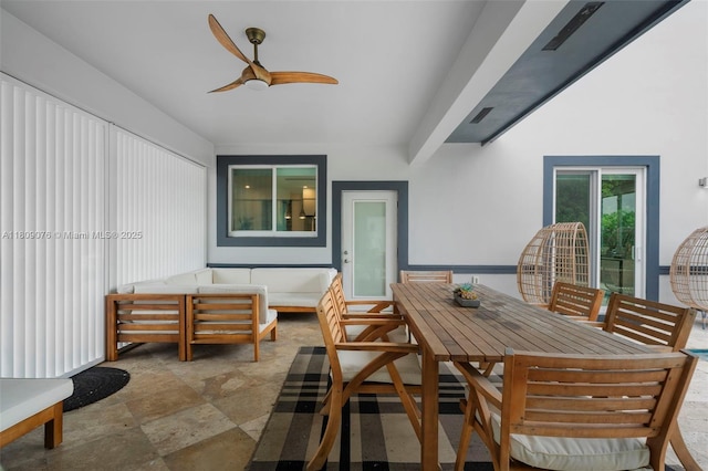 1930 SW 12th Ave, Miami, FL 33129 - view of patio / terrace with outdoor dining area, outdoor lounge area, and a ceiling fan