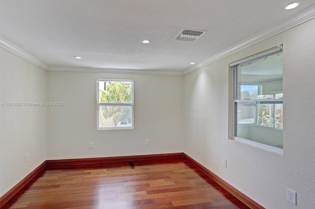 5156 Hartwick Ln, West Palm Beach, FL 33415 - unfurnished room featuring healthy amount of natural light, hardwood / wood-style flooring, ornamental molding, recessed lighting, and baseboards