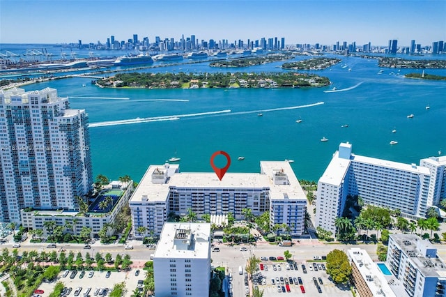800 W Ave Unit 920, Miami Beach, FL 33139 - aerial view of skyline, a nearby body of water, and a notable bridge