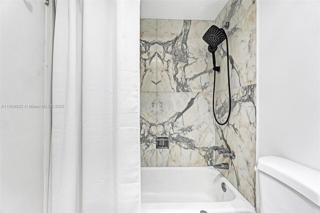 3700 Galt Ocean Dr Unit 1408, Fort Lauderdale, FL 33308 - bathroom with shower / bathtub combination with curtain and toilet