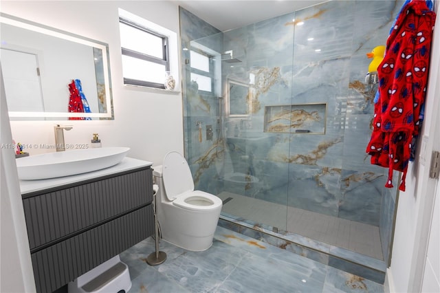 18781 SW 294th Ter, Homestead, FL 33030 - bathroom with vanity, a marble finish shower, and toilet