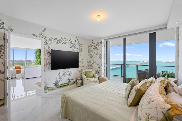 3131 NE 7th Ave Unit 3106, Miami, FL 33137 - bedroom with access to outside and marble tiled floors