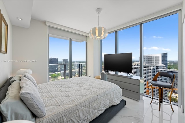 3131 NE 7th Ave Unit 3106, Miami, FL 33137 - bedroom with light marble finish flooring and recessed lighting