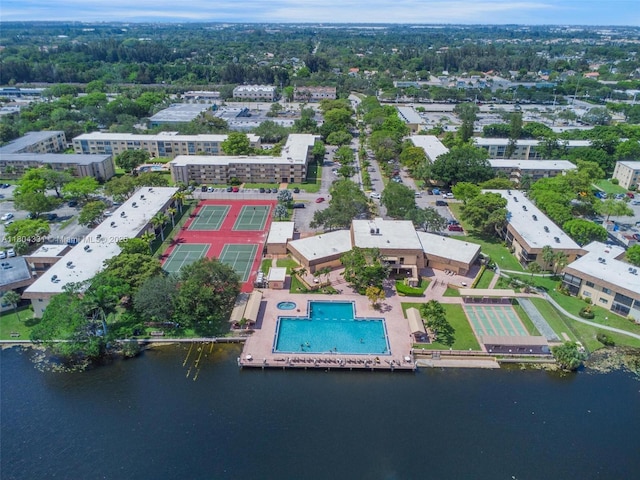 306 Cambridge Rd Unit 2-36, Hollywood, FL 33024 - aerial view of property and surrounding area with a pool and a nearby body of water