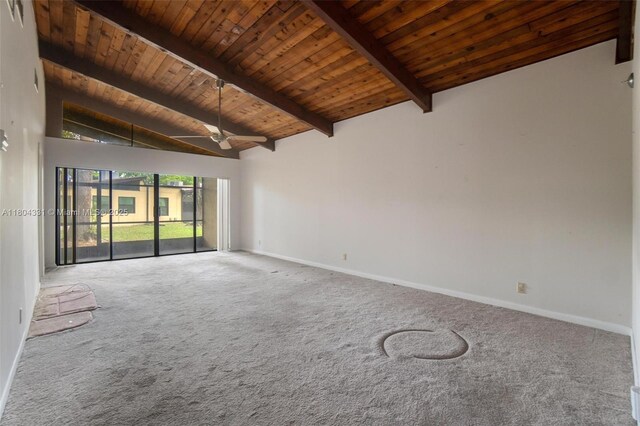 306 Cambridge Rd Unit 2-36, Hollywood, FL 33024 - spare room with carpet floors, wooden ceiling, baseboards, and ceiling fan