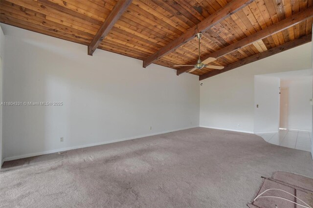 306 Cambridge Rd Unit 2-36, Hollywood, FL 33024 - carpeted spare room with wooden ceiling, a ceiling fan, and baseboards