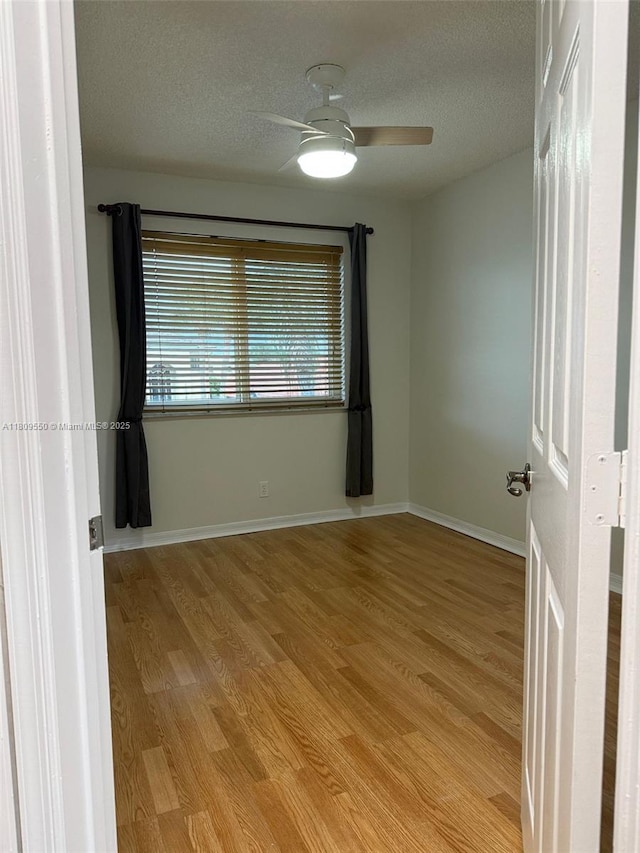 5552 NW 125th Ter, Coral Springs, FL 33076 - empty room with ceiling fan, a textured ceiling, light wood-type flooring, and baseboards