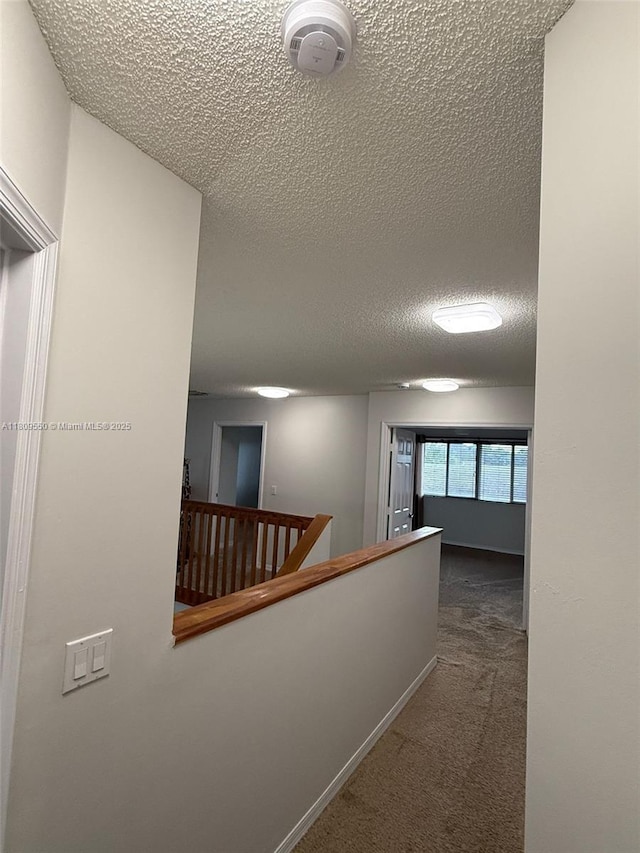 5552 NW 125th Ter, Coral Springs, FL 33076 - corridor with carpet flooring, an upstairs landing, and a textured ceiling