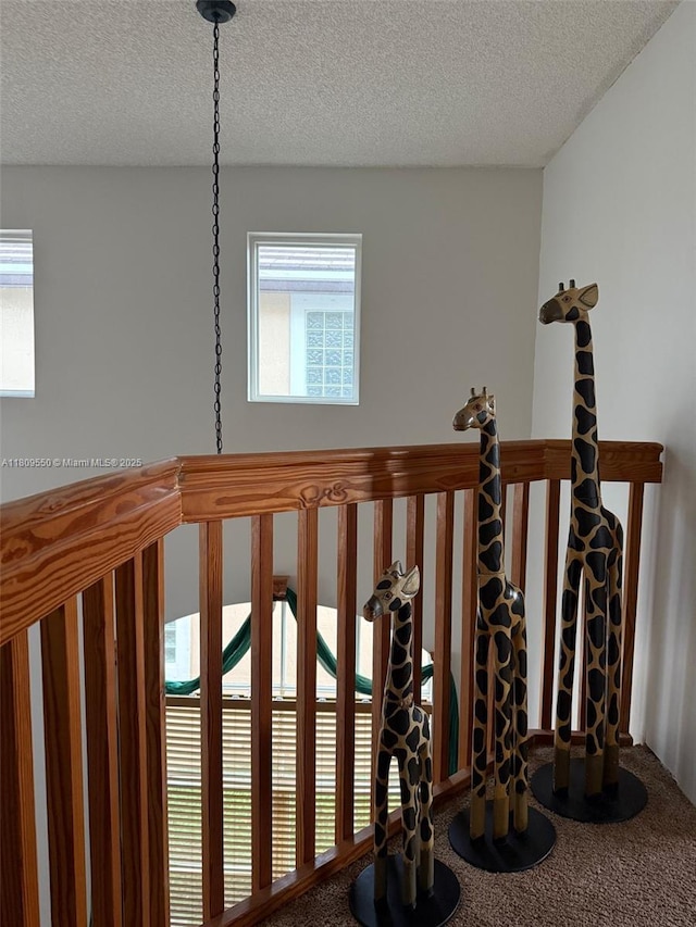 5552 NW 125th Ter, Coral Springs, FL 33076 - stairway with carpet flooring and a textured ceiling