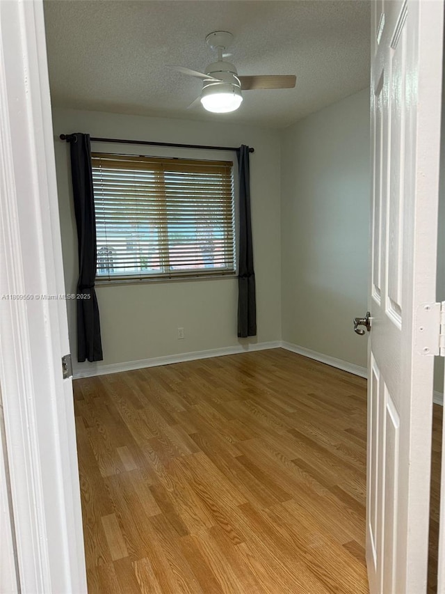 5552 NW 125th Ter, Coral Springs, FL 33076 - empty room with ceiling fan, light wood finished floors, a textured ceiling, and baseboards
