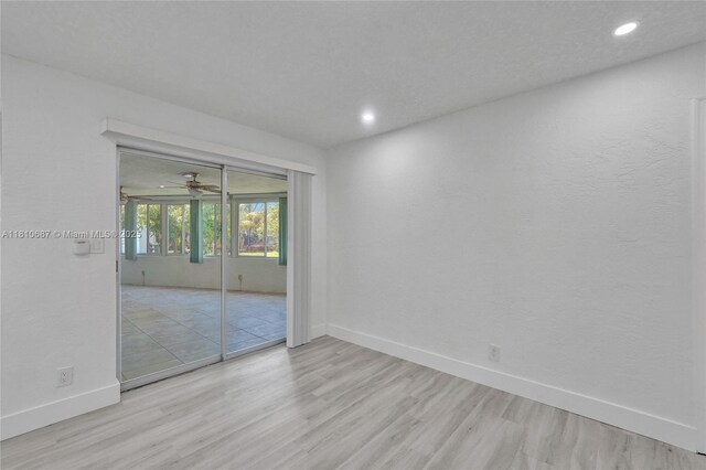 7204 NW 76th Dr, Tamarac, FL 33321 - empty room featuring light wood finished floors, recessed lighting, and ceiling fan