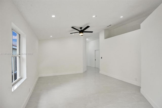 7325 Flores Way, Margate, FL 33063 - empty room featuring recessed lighting, baseboards, a ceiling fan, and concrete flooring