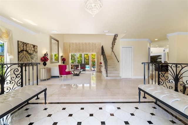 275 189th Ter, Sunny Isles Beach, FL 33160 - community lobby with ornamental molding, recessed lighting, and stairs