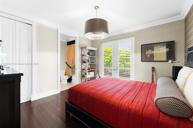 275 189th Ter, Sunny Isles Beach, FL 33160 - bedroom with access to outside, wood finished floors, ornamental molding, french doors, and baseboards