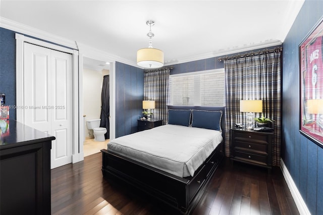 275 189th Ter, Sunny Isles Beach, FL 33160 - bedroom featuring hardwood / wood-style floors, crown molding, and ensuite bathroom
