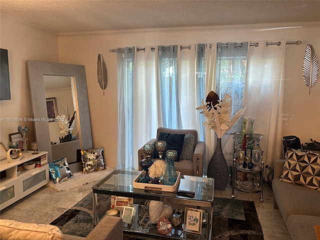 807 W Oakland Park Blvd Unit G1, Oakland Park, FL 33311 - living room with ornamental molding, healthy amount of natural light, and a textured ceiling