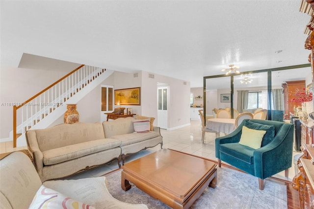 13731 SW 103rd Ter, Miami, FL 33186 - living room with stairs and light tile patterned floors