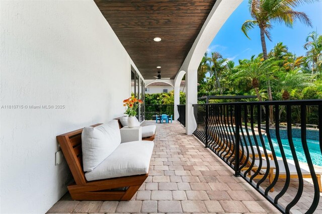1210 95th St, Bay Harbor Islands, FL 33154 - balcony featuring view of pool area