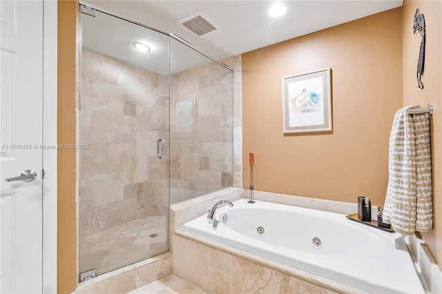 1819 SE 17th St Unit 1501, Fort Lauderdale, FL 33316 - full bathroom featuring a jetted tub, a stall shower, and recessed lighting