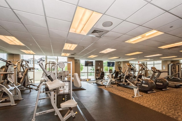 1819 SE 17th St Unit 1501, Fort Lauderdale, FL 33316 - workout area featuring a drop ceiling
